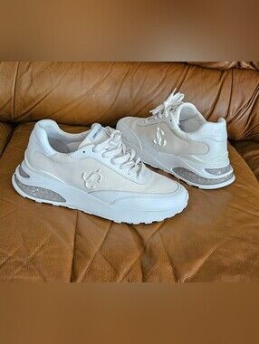 Men's Jimmy Choo White Leather Blended Fabric Luxury Sneakers Size 8 US